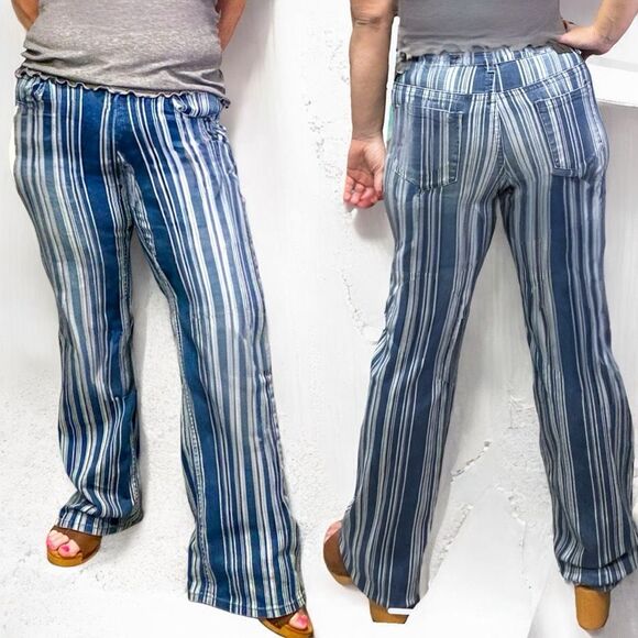 Lucky & Blessed Stripe High Rise Bootcut Denim Jean NWT - Picture 3 of 15